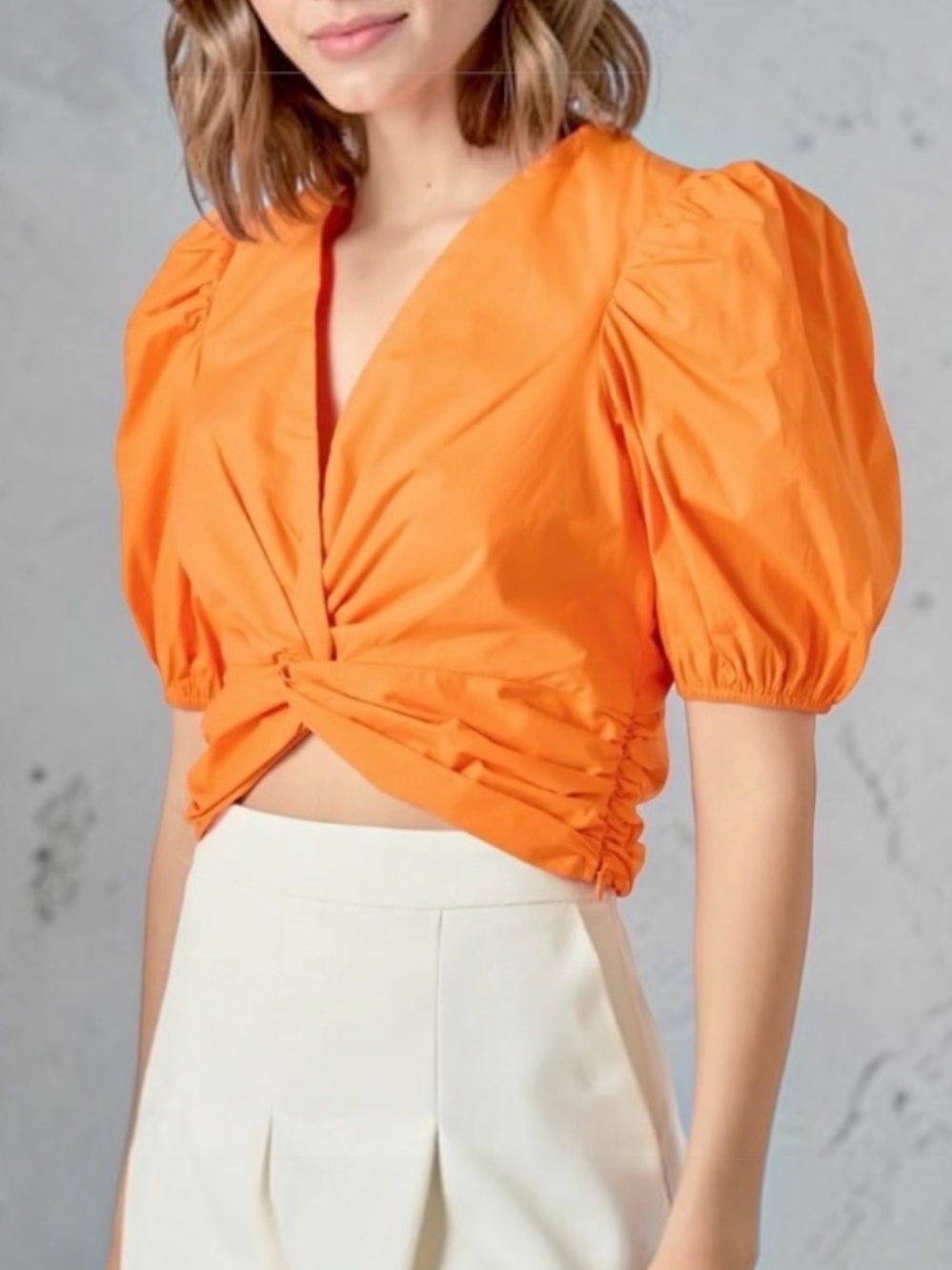 English Factory twist front puff sleeve top